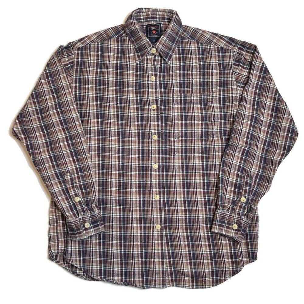 American Eagle Flannel Shirt Button Up Womens Small Long‎ Sleeve Plaid Cotton